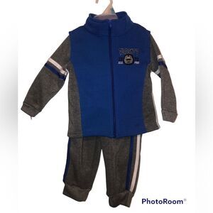Mad Game Sz 24M Toddler Boy 3pc Football Vest Fleece Set NEW NWT
